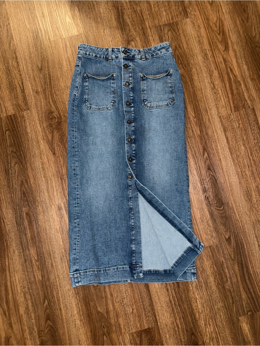 Pilcro Button-Front Denim Maxi Skirt - Light Blue US 10 New without tags - Picture 2 of 7